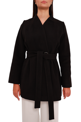 Opera Cashmere Blend Overcoat in Black