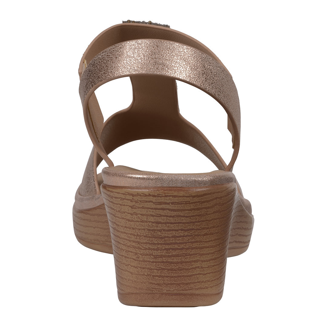 Women's Elissa Rose Gold Embellished Wedge Sandals - Glamourous Grace
