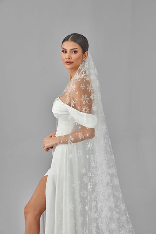 Winter Inspired Cathedral Wedding Veil - Glamourous Grace