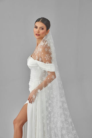 Winter Inspired Cathedral Wedding Veil - Glamourous Grace