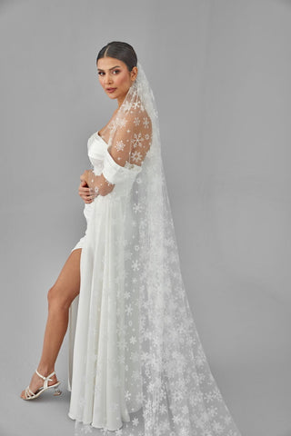 Winter Inspired Cathedral Wedding Veil - Glamourous Grace