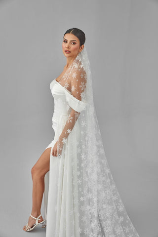 Winter Inspired Cathedral Wedding Veil - Glamourous Grace
