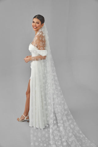 Winter Inspired Cathedral Wedding Veil - Glamourous Grace