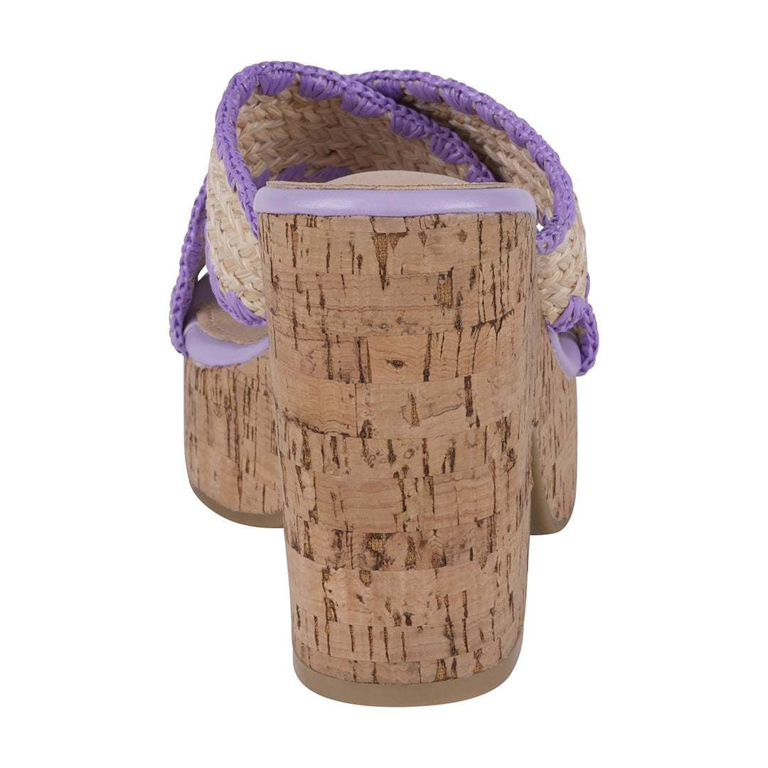 Elsa Lilac Woven Cross Strap Wooden Platform Heeled Sandals - Glamourous Grace