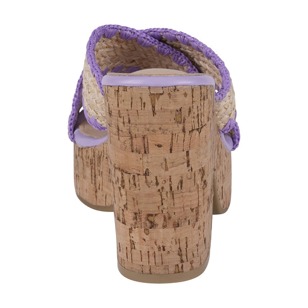 Elsa Lilac Woven Cross Strap Wooden Platform Heeled Sandals - Glamourous Grace