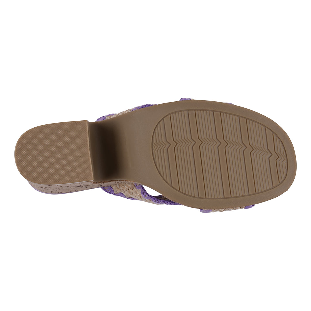 Elsa Lilac Woven Cross Strap Wooden Platform Heeled Sandals - Glamourous Grace
