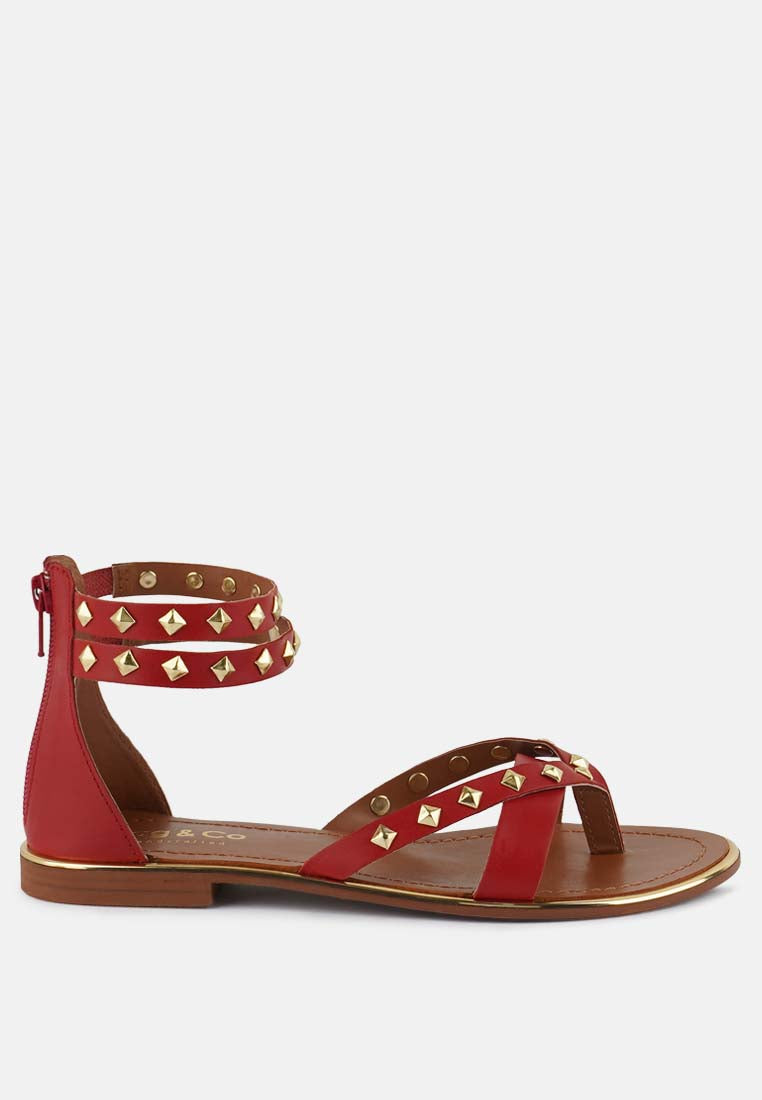Emmeth Studs Embellished Flat Sandals - Glamourous Grace
