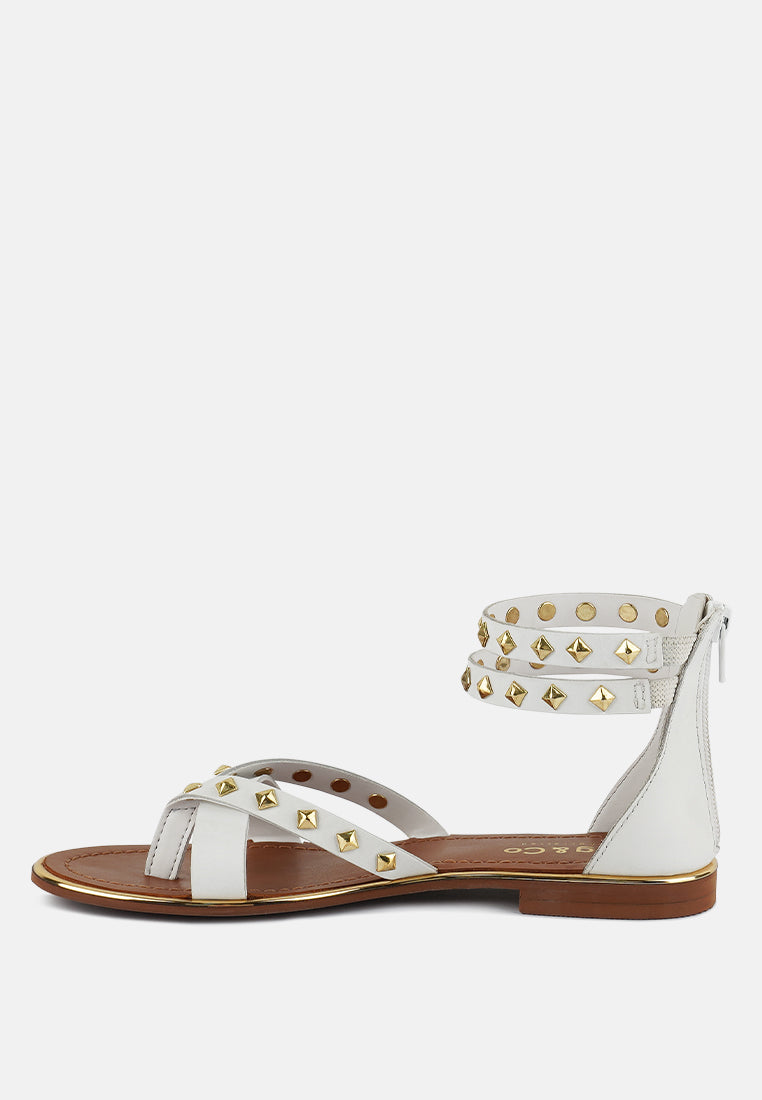 Emmeth Studs Embellished Flat Sandals - Glamourous Grace
