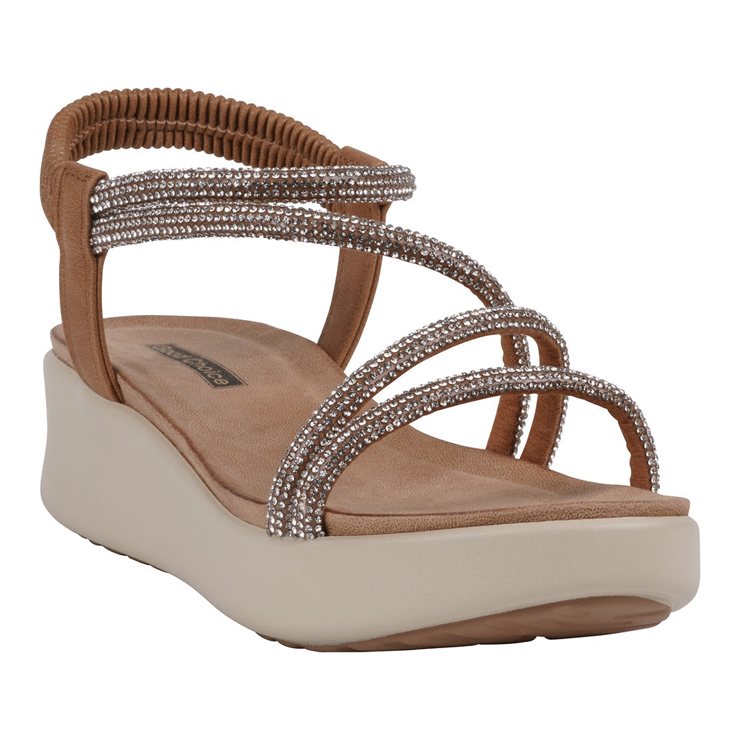 Women's Emory Gold Embellished Wedge Sandals - Glamourous Grace