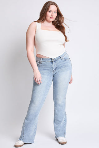 Women's Plus Low Rise Frayed Hem Flare Jeans