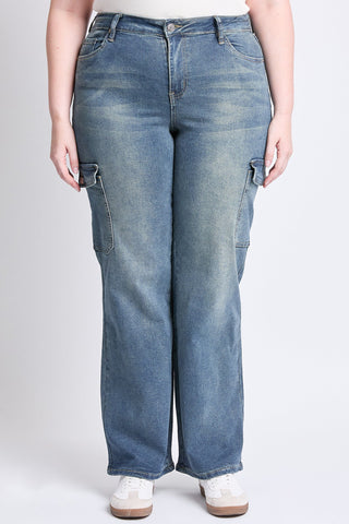 Women's Plus High Rise Wide Leg Skater Cargo Jeans