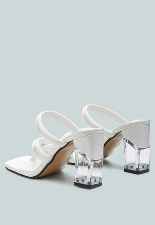Erised Clear Block Heel Cross Strap Sandals