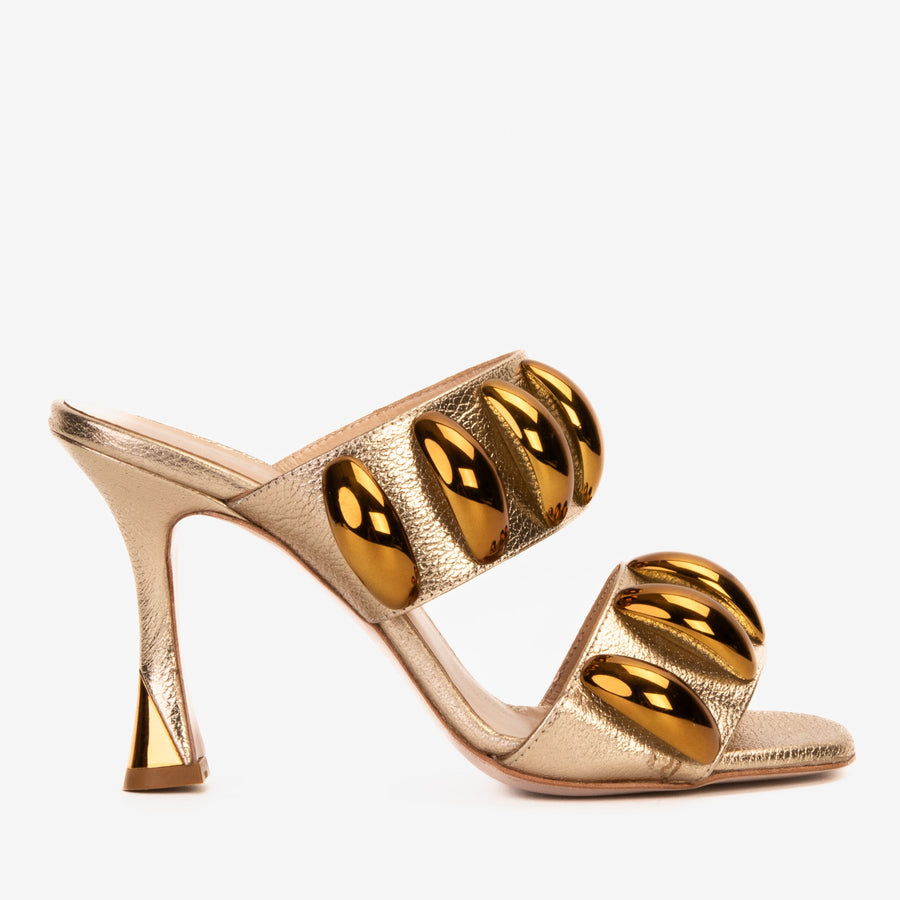 The Eclipse Gold Leather Women Sandal - Glamourous Grace
