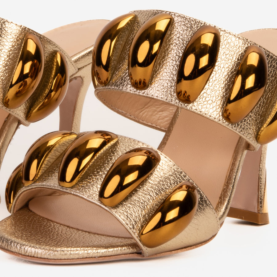 The Eclipse Gold Leather Women Sandal - Glamourous Grace