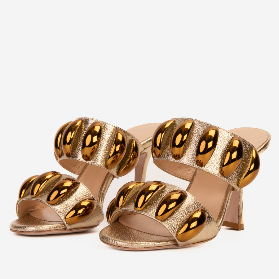 The Eclipse Gold Leather Women Sandal - Glamourous Grace