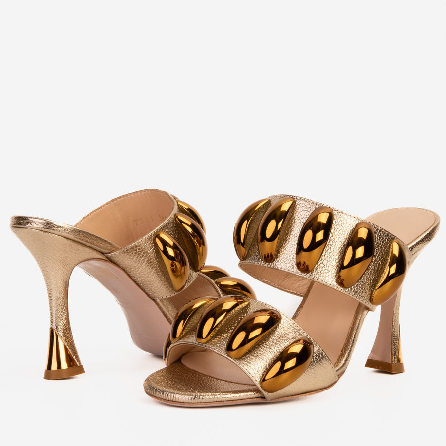 The Eclipse Gold Leather Women Sandal - Glamourous Grace