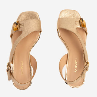 The Iconic Gold Leather Women Sandal - Glamourous Grace