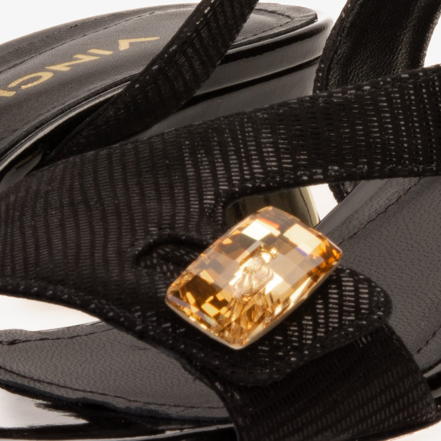 The Iconic Black Leather Women Sandal - Glamourous Grace