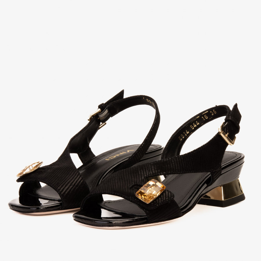 The Iconic Black Leather Women Sandal - Glamourous Grace