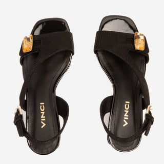 The Iconic Black Leather Women Sandal - Glamourous Grace