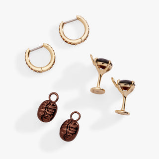 Espresso Martini Interchangeable Charm Huggie Hoop Set of 2