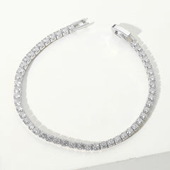 Round CZ Stone Tennis Chain Evening Bracelet