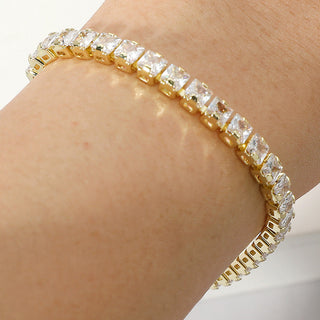 Round CZ Stone Tennis Chain Evening Bracelet