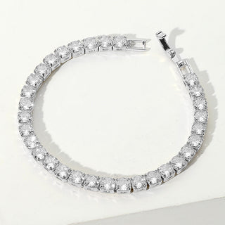 Round CZ Stone Tennis Chain Evening Bracelet
