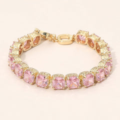Square CZ Link Tennis Toggle Bracelet