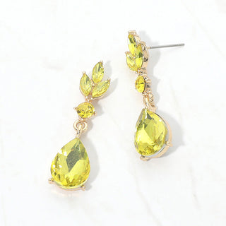 Teardrop Cluster Drop Evening Earrings