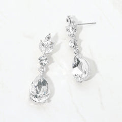 Teardrop Cluster Drop Evening Earrings