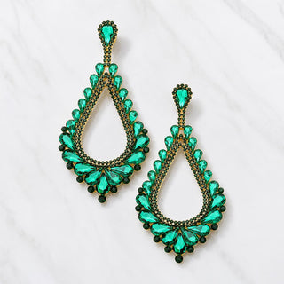 Oversized Cutout Teardrop Cluster Vine Evening Earrings