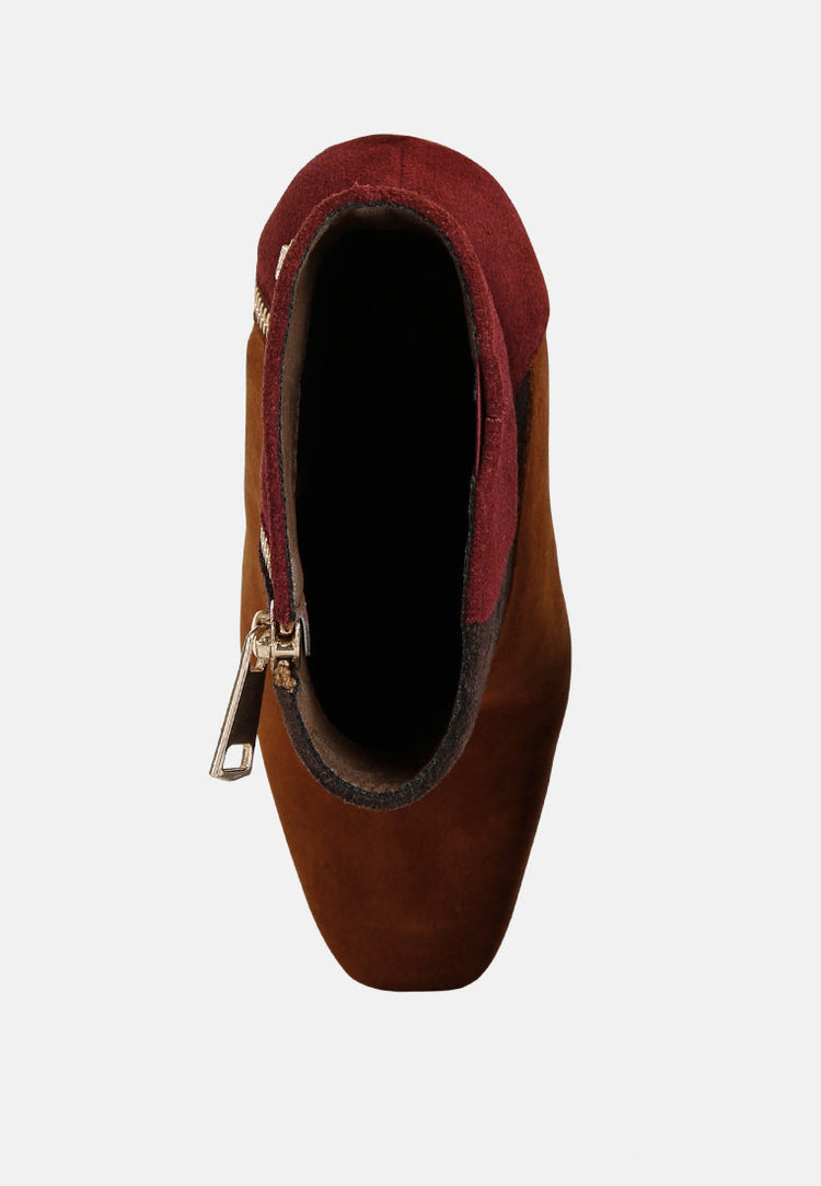 Ezra Patchwork Suede Ankle Boots