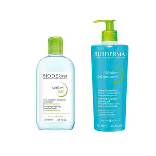 Bioderma Sebium Skincare Set for Oily Skin - Gentle Cleansing & Non-Comedogenic - Sebium H2O & Foaming Gel - Glamourous Grace