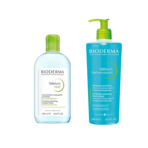 Bioderma Sebium Skincare Set for Oily Skin - Gentle Cleansing & Non-Comedogenic - Sebium H2O & Foaming Gel - Glamourous Grace