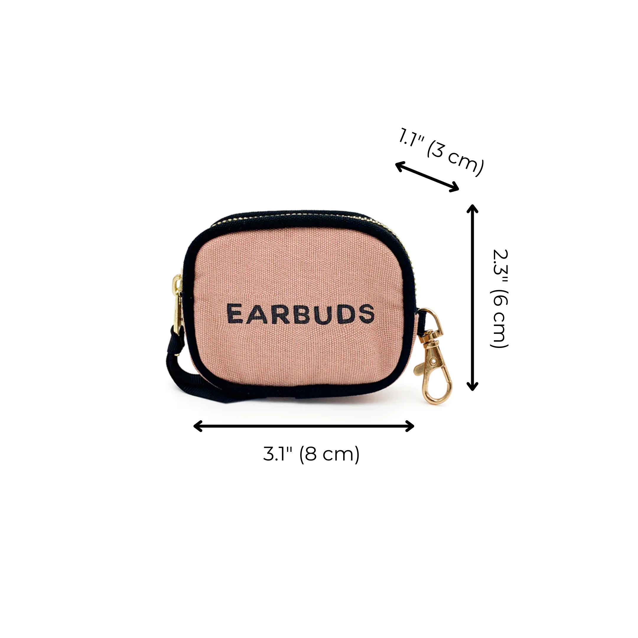 Earbuds Travel Case w Clasp – Pink/Blush - Glamourous Grace