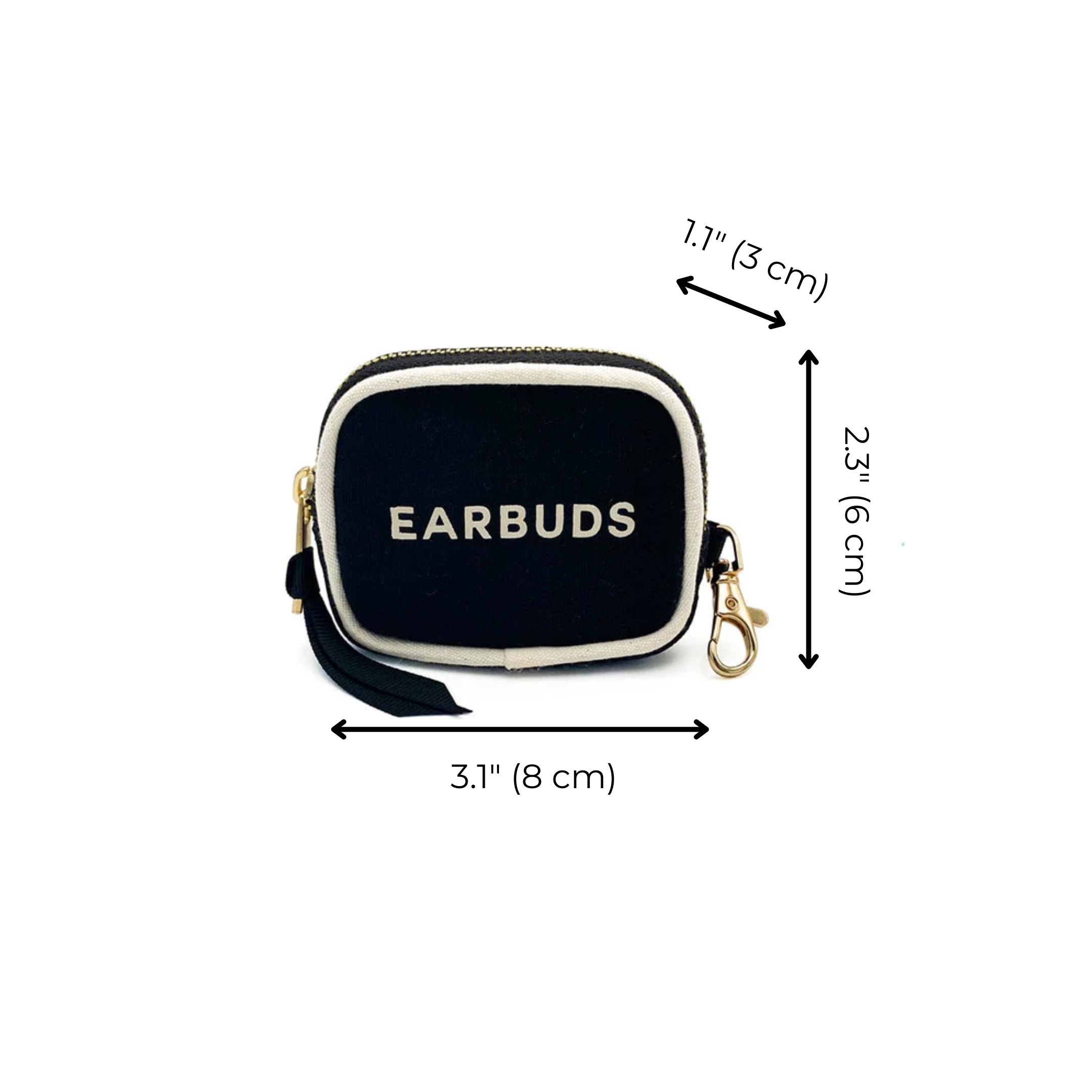 Earbuds Travel Case w Clasp – Black - Glamourous Grace