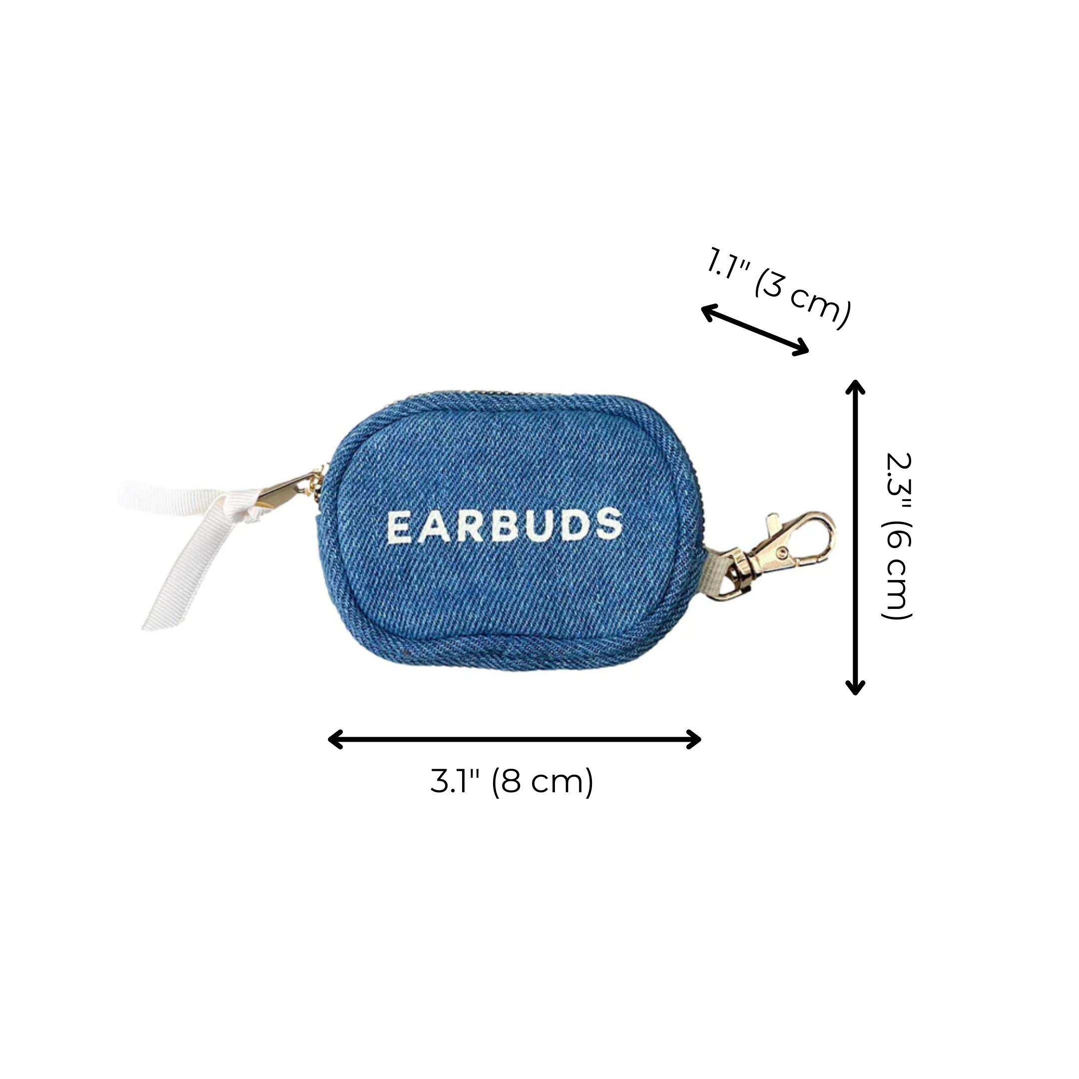 Earbuds Travel Case w Clasp – Denim - Glamourous Grace