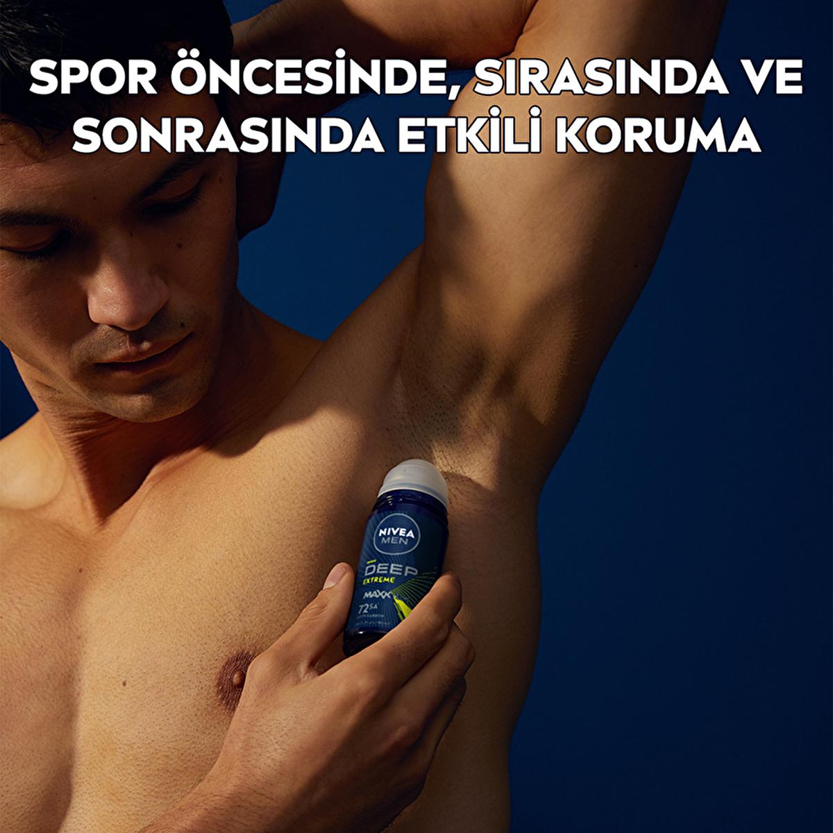Nivea Men Deep Extreme Roll-on Deodorant for Active Men - Long Lasting Anti-Perspirant Protection, 72 Hours Sweat Control, Active Carbon Formula - Glamourous Grace