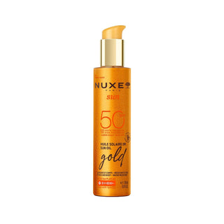 Nuxe Sun SPF50 Golden Shimmer Sunscreen Oil: Protect & Glow, Face & Body (150ml) - Glamourous Grace