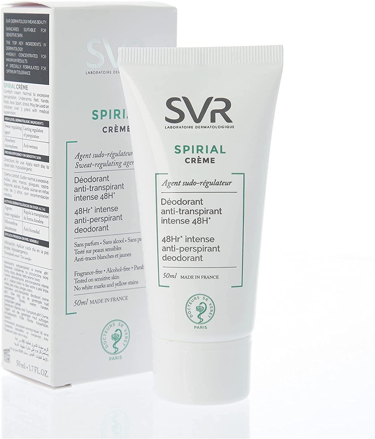 SVR Spirial Antiperspirant Cream 50ml - Fragrance-Free, Sensitive Skin Solution for Excessive Sweating - Glamourous Grace