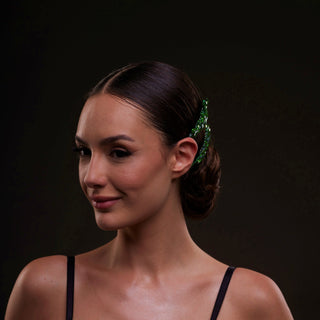 Elegant Green Crystal 2-Piece Hair Comb Set - Glamourous Grace