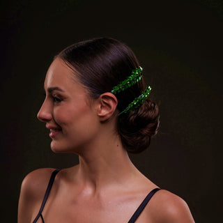 Elegant Green Crystal 2-Piece Hair Comb Set - Glamourous Grace