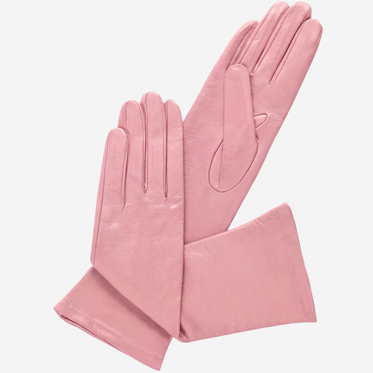 Elena (pink) - Italian silk lined 6-button length leather opera gloves - Glamourous Grace