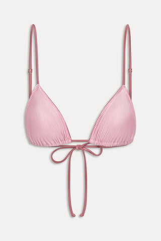 Elena Satin Micro Bikini Top Sunset Pink
