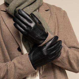 Elijah (black) – Timeless sheepskin leather gloves with luxurious cashmere lining & touchscreen capability - Glamourous Grace