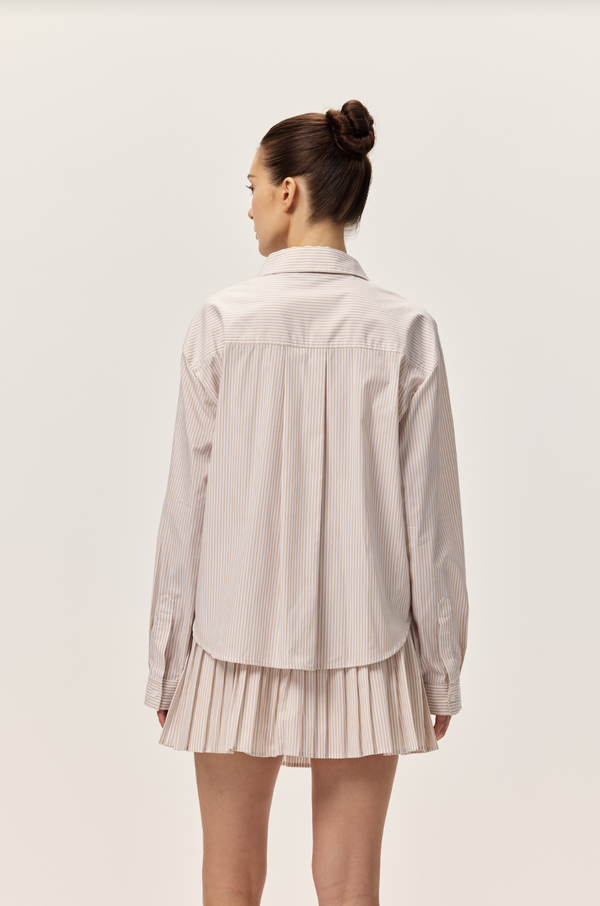 Danika Taupe Stripe Shirt - Glamourous Grace