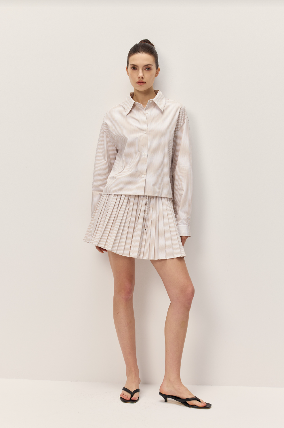 Danika Taupe Stripe Shirt - Glamourous Grace