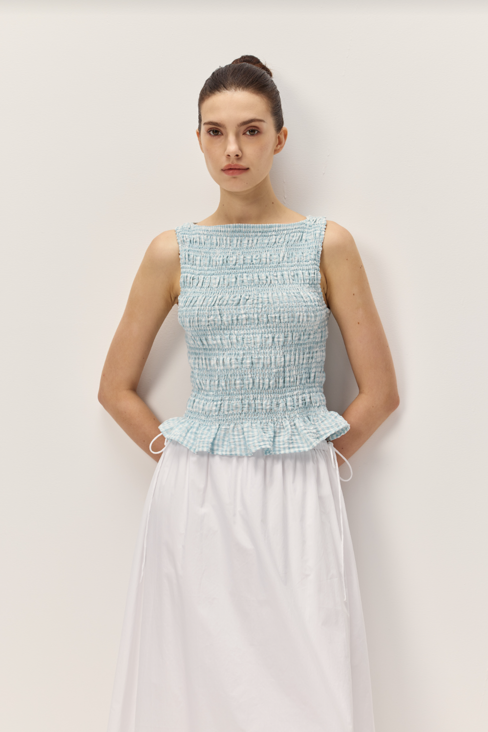 Tegan Seafoam Gingham Top - Glamourous Grace