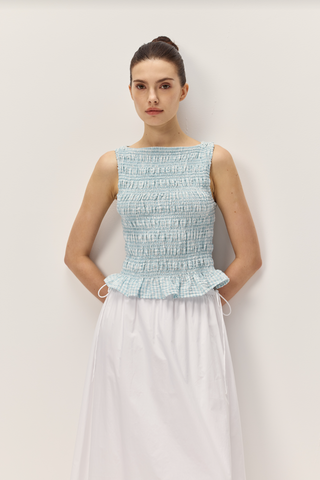 Tegan Seafoam Gingham Top - Glamourous Grace